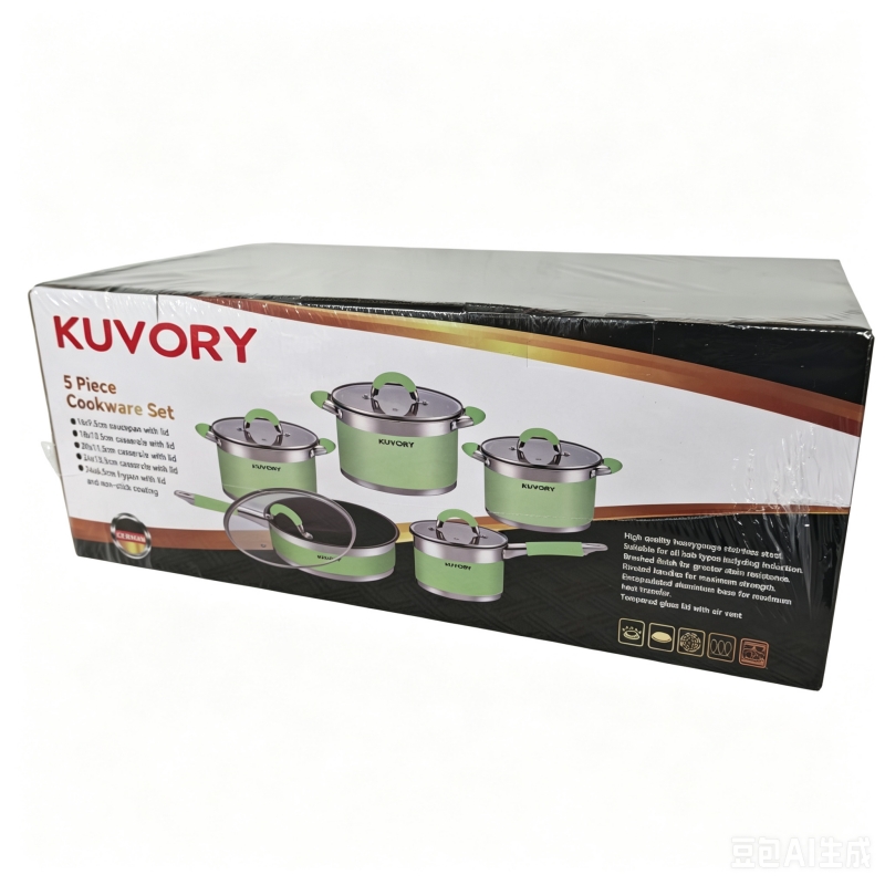 5-piece stainless steel nesting pot set (silicone handles)