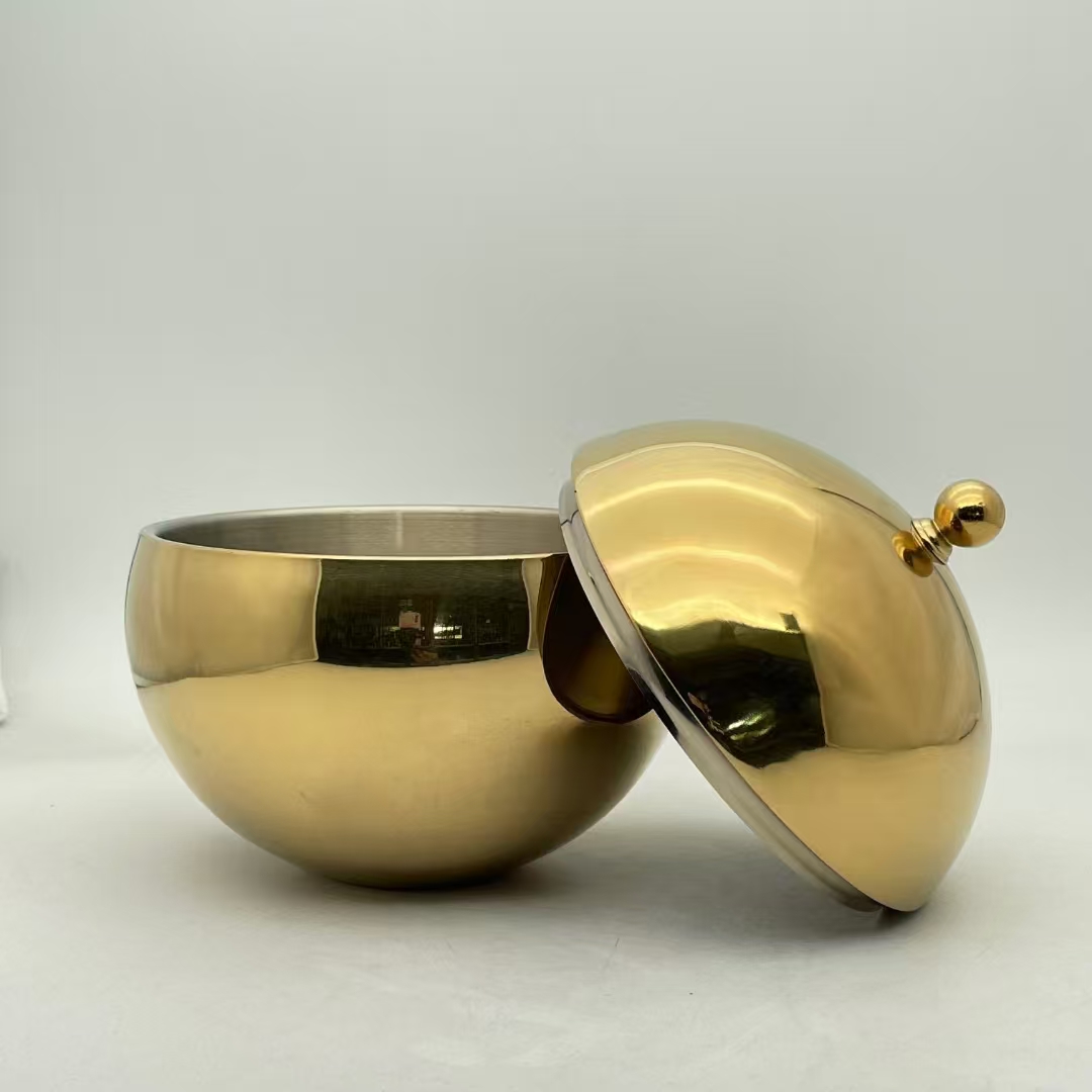 Double-wall stainless steel ice bowl