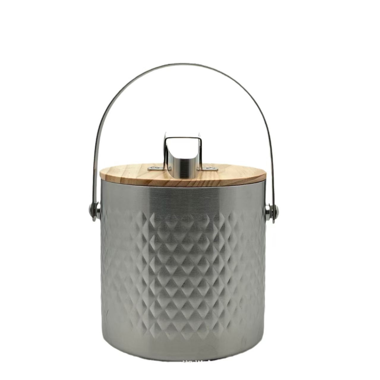 Diamond-patterned double-wall stainless steel ice bucket