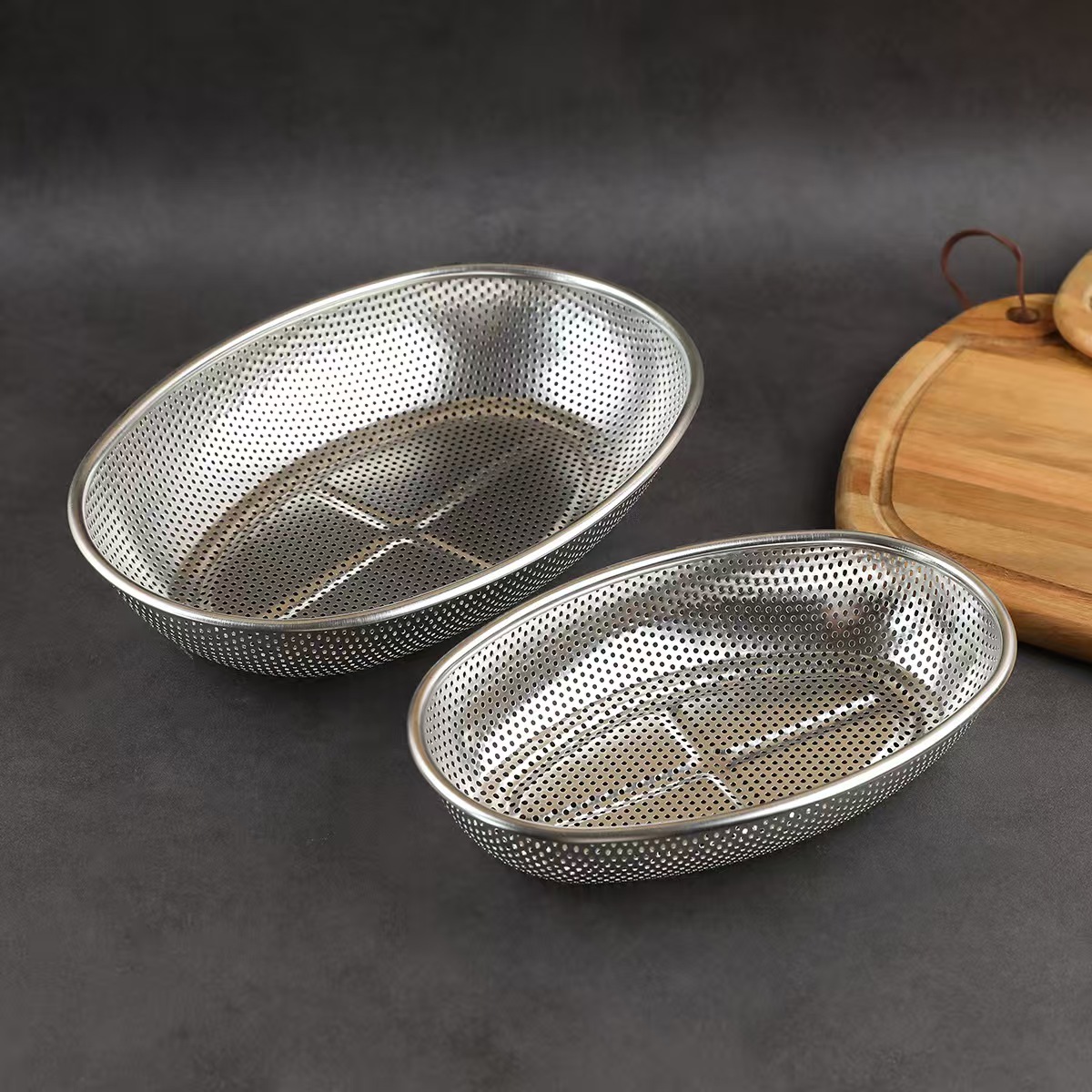 Oval stainless steel fine hole basket