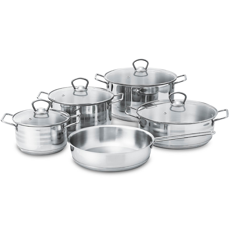 stainless steel kitchen cookware set
