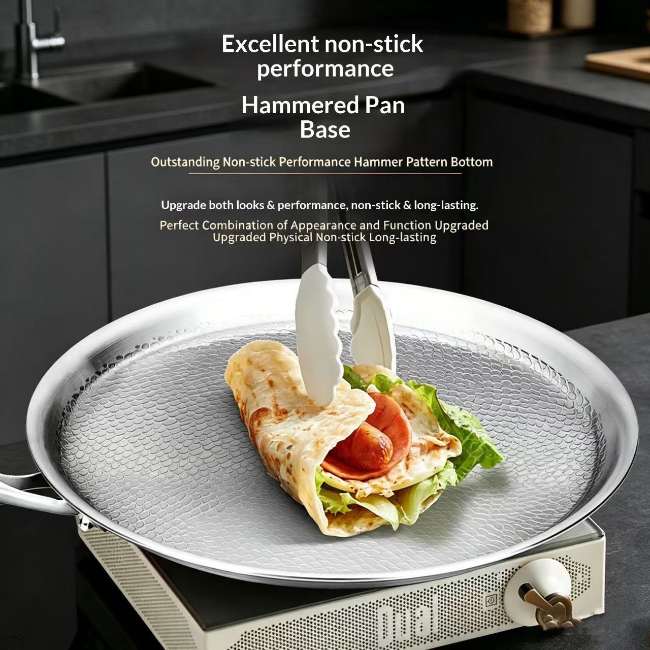 Tri-ply steel skillet